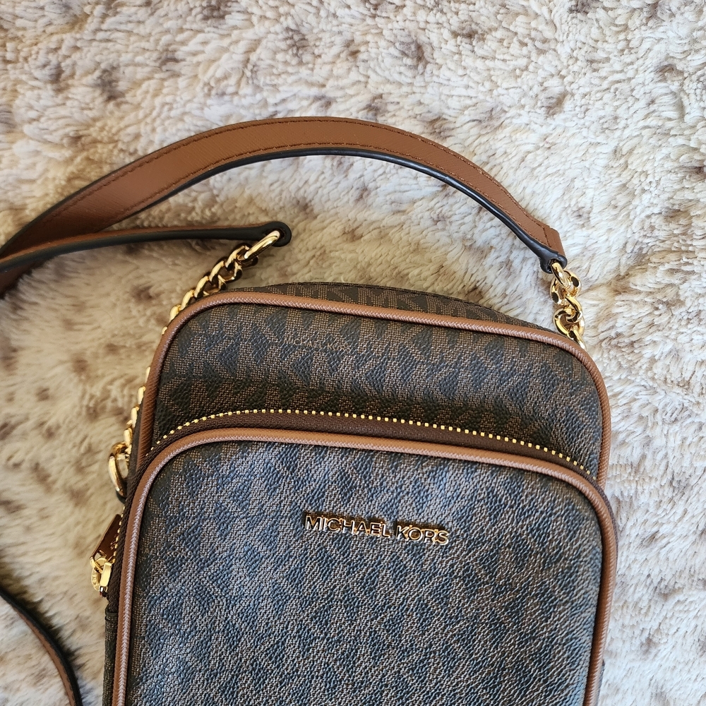 Michael Kors Jet Set Travel medium logo crossbody bag Brown - Picture 4 of 9